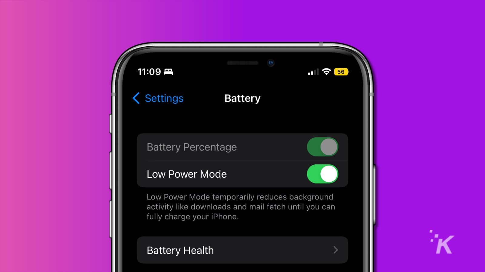 capture d'écran de l'iphone Apple montrant le pourcentage de batterie dans ios 16