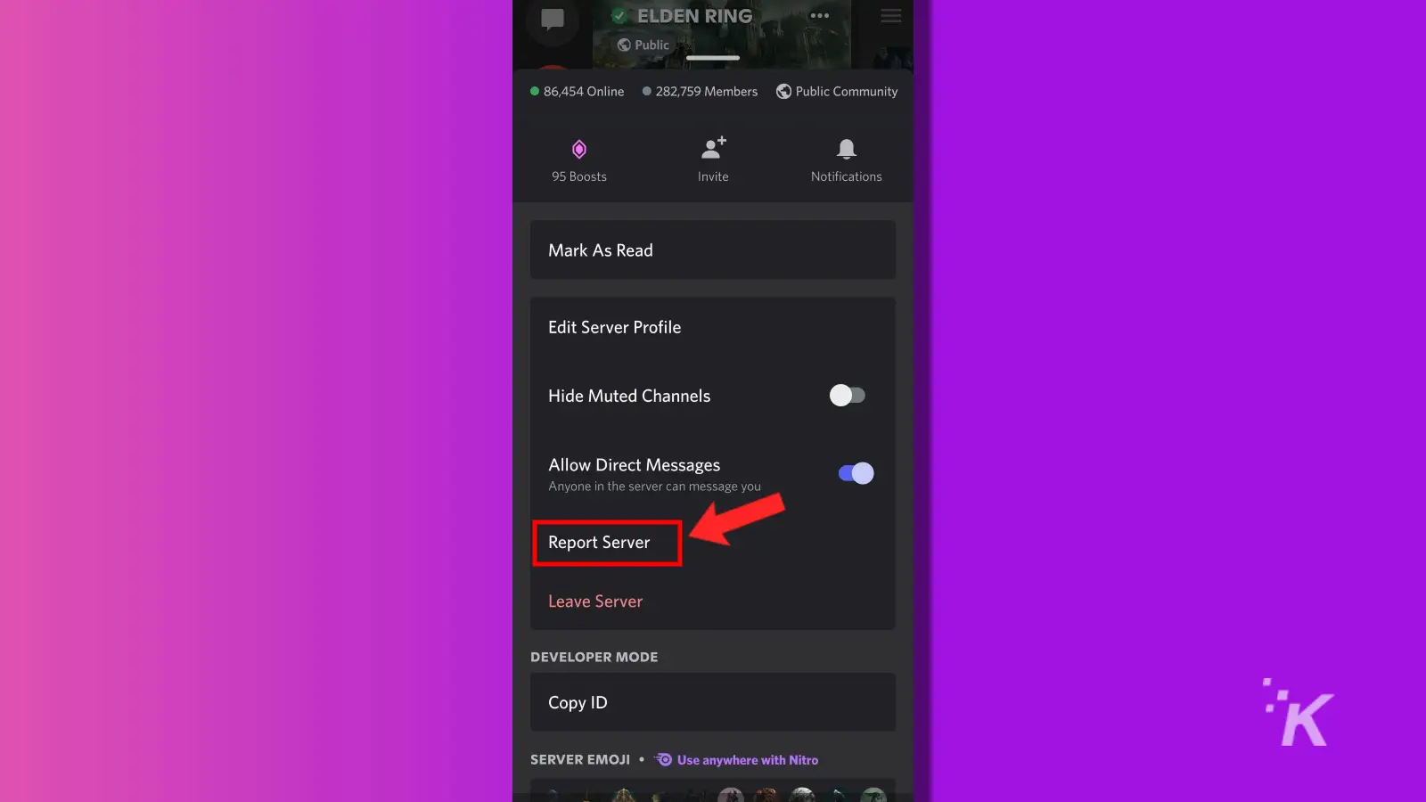 server di report mobile di discord