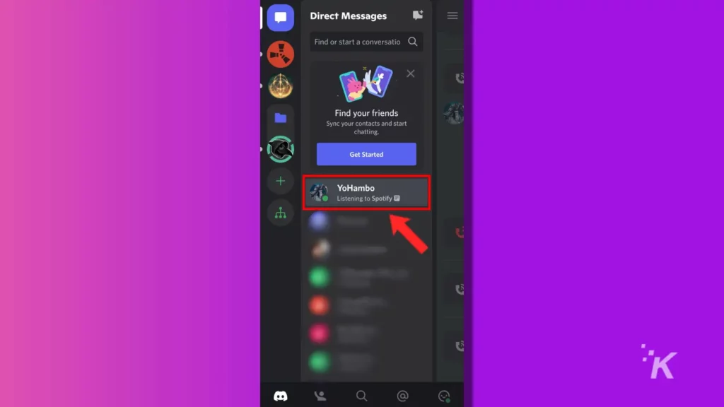 discord mobil alege un mesaj direct