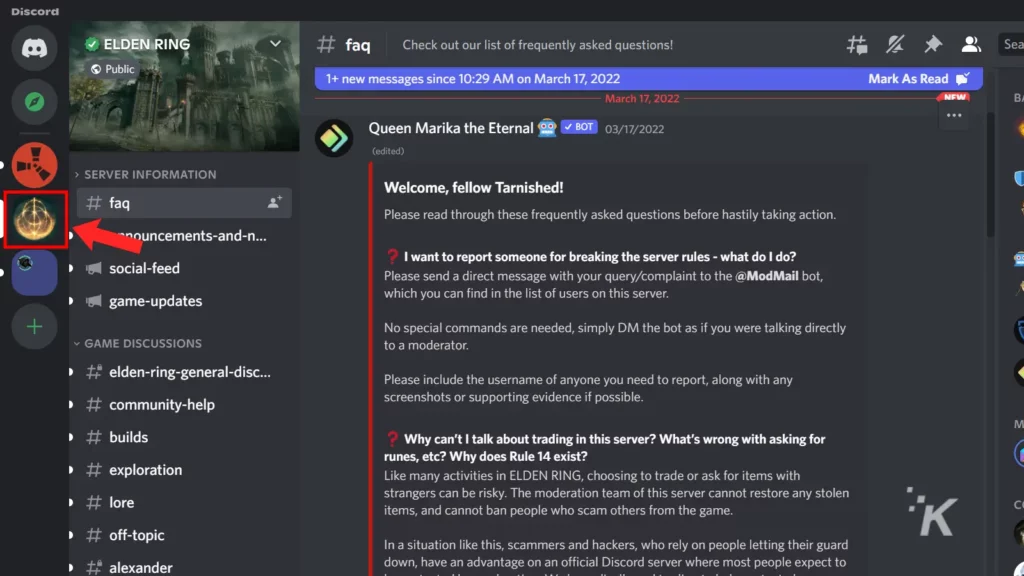 discord wybierz serwer