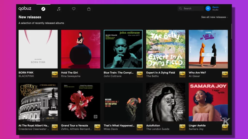 qobuz servizio di streaming musicale nuove versioni su web player