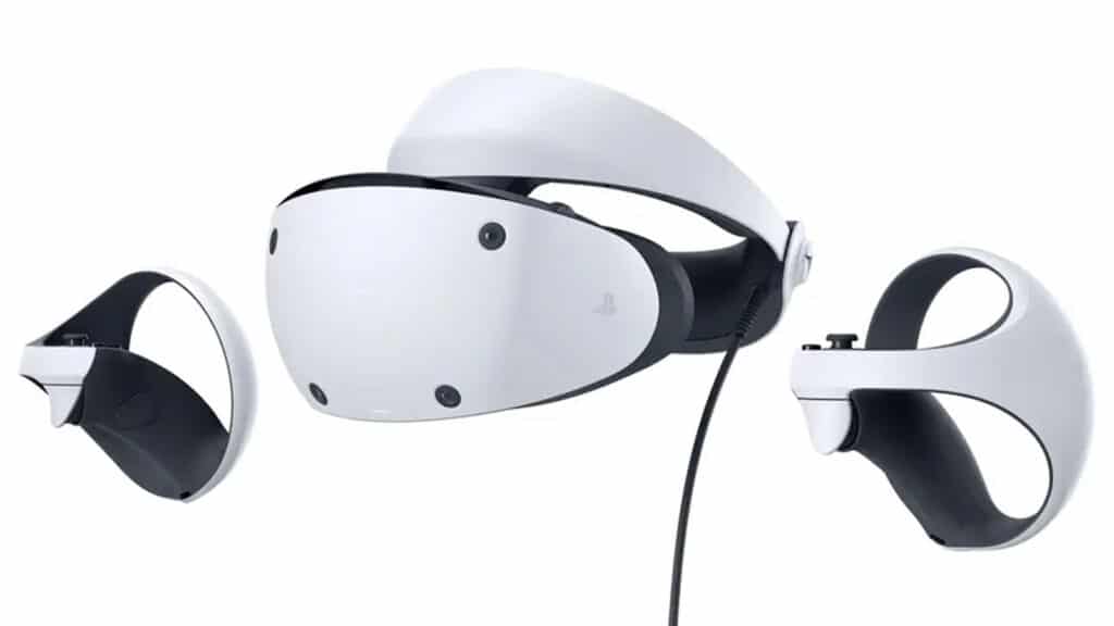 headset dan pengontrol playstation vr2