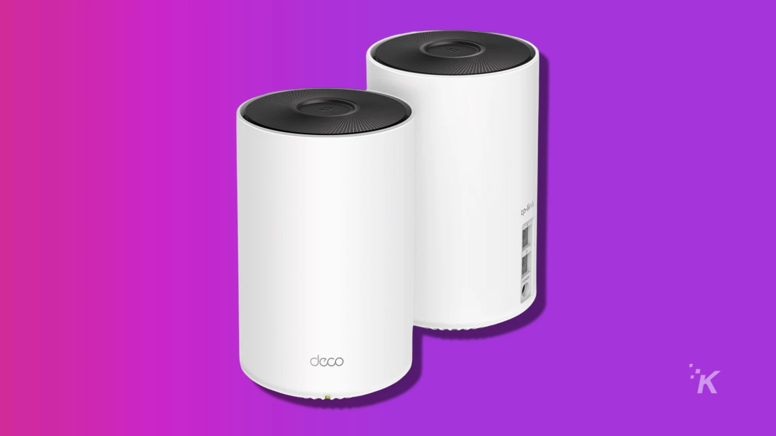 TP-Link Deco W7200 Mesh Wifi Routeron 紫色の背景