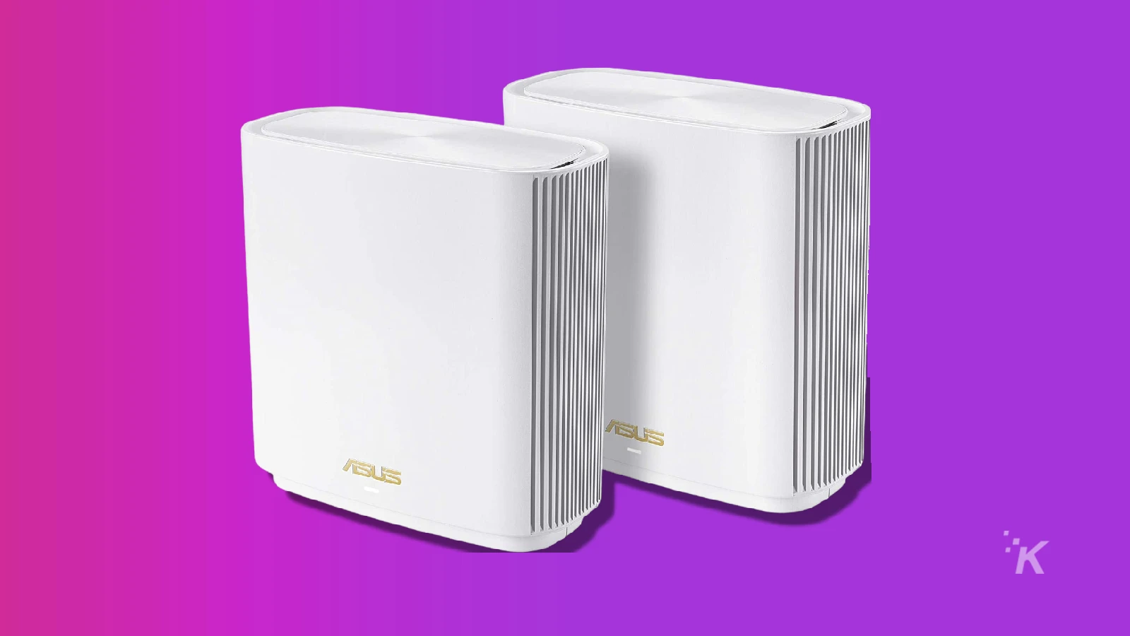 紫色の背景に Asus ZenWifi AX XT8