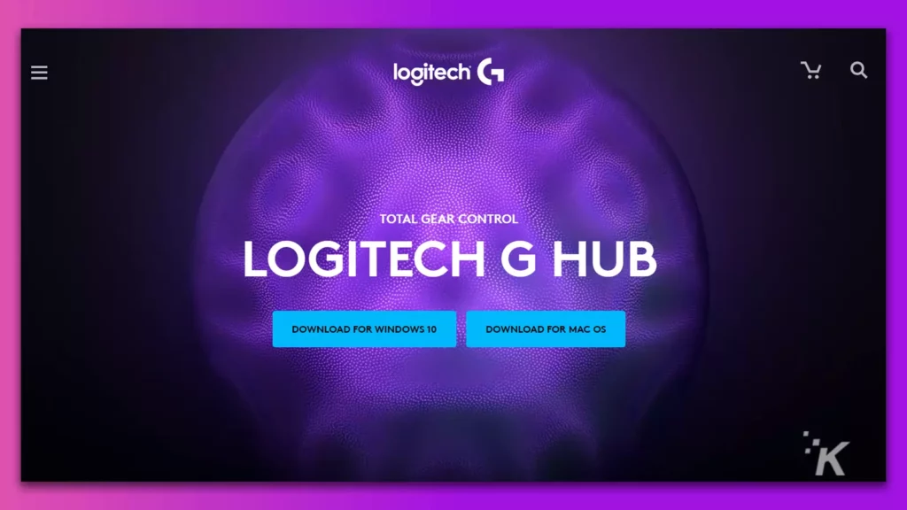 pagina dell'hub logitech g