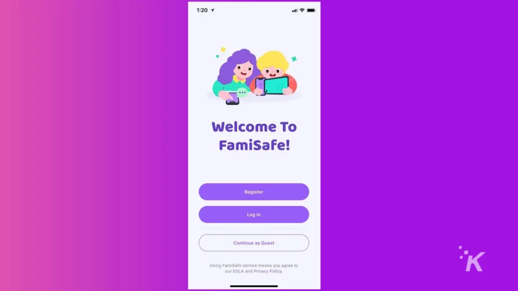 Masuk tamu aplikasi Wondershare FamiShare