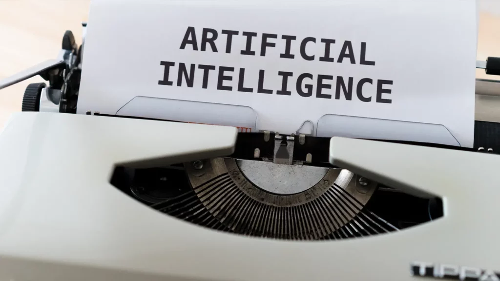 machine à écrire avec les mots intelligence artificielle AI