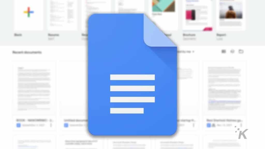 logotipo de google docs y fondo borroso