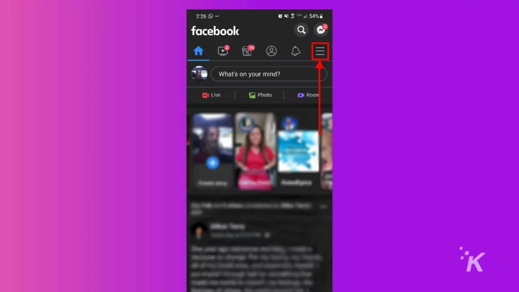 facebook hamburger menu mobile