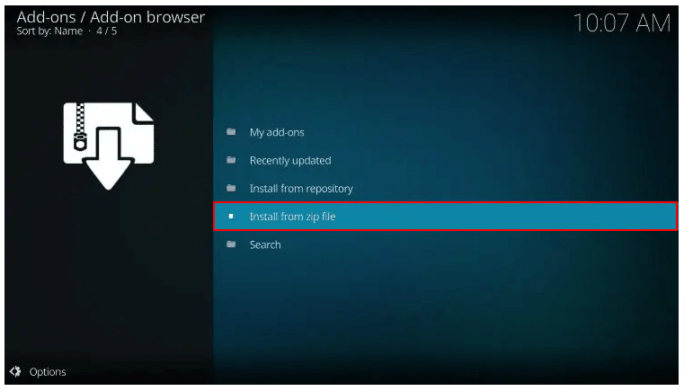 Kodi - Install from zip file