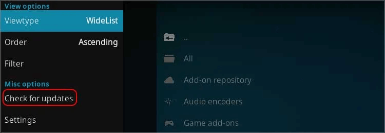 Check for updates - kodi