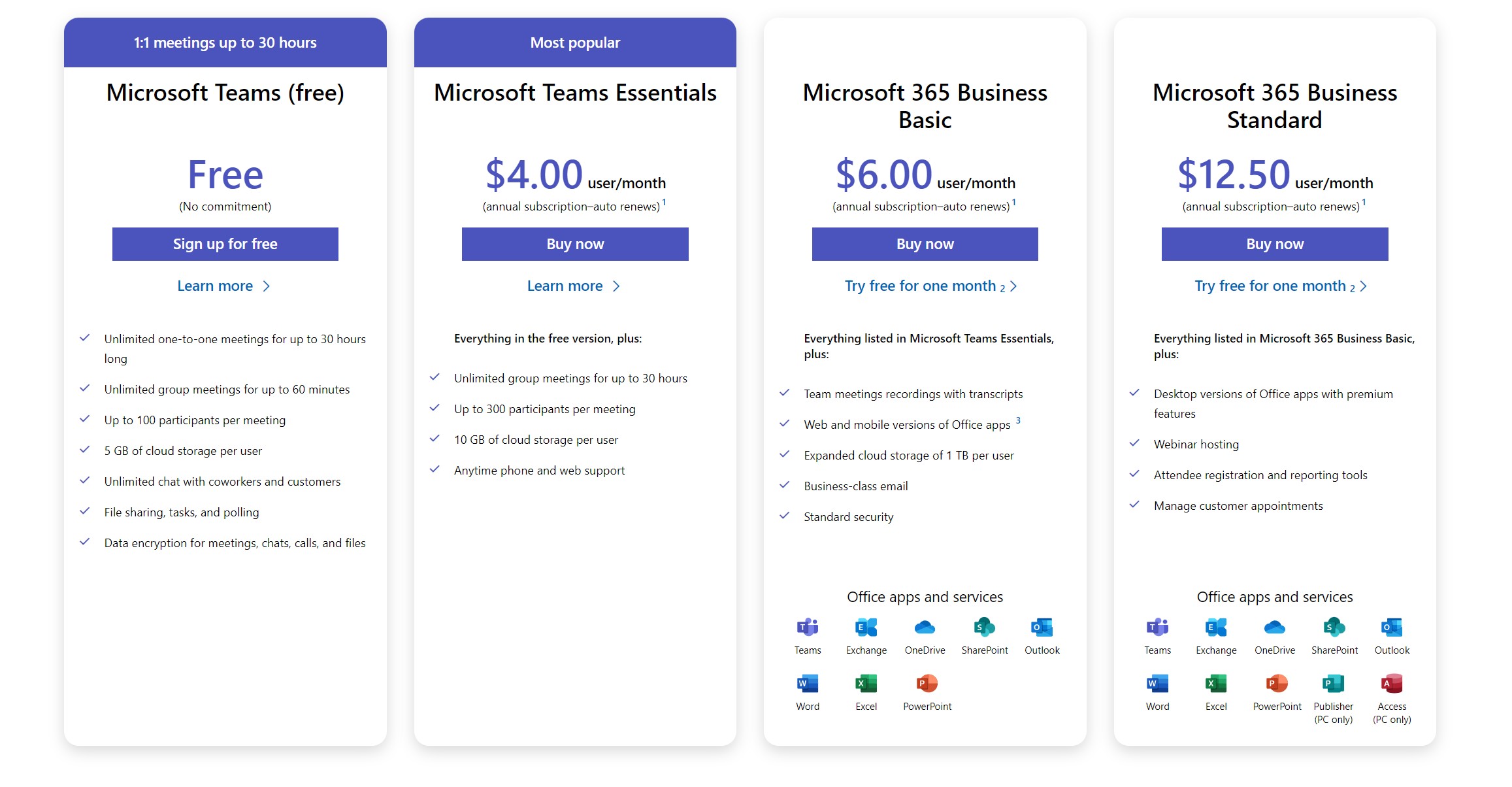 Цены на Microsoft Teams