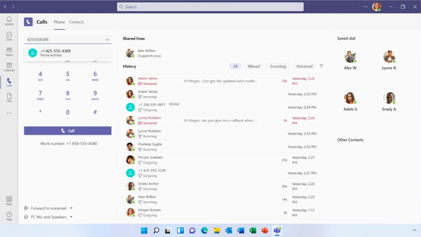 Chamadas do Microsoft Teams