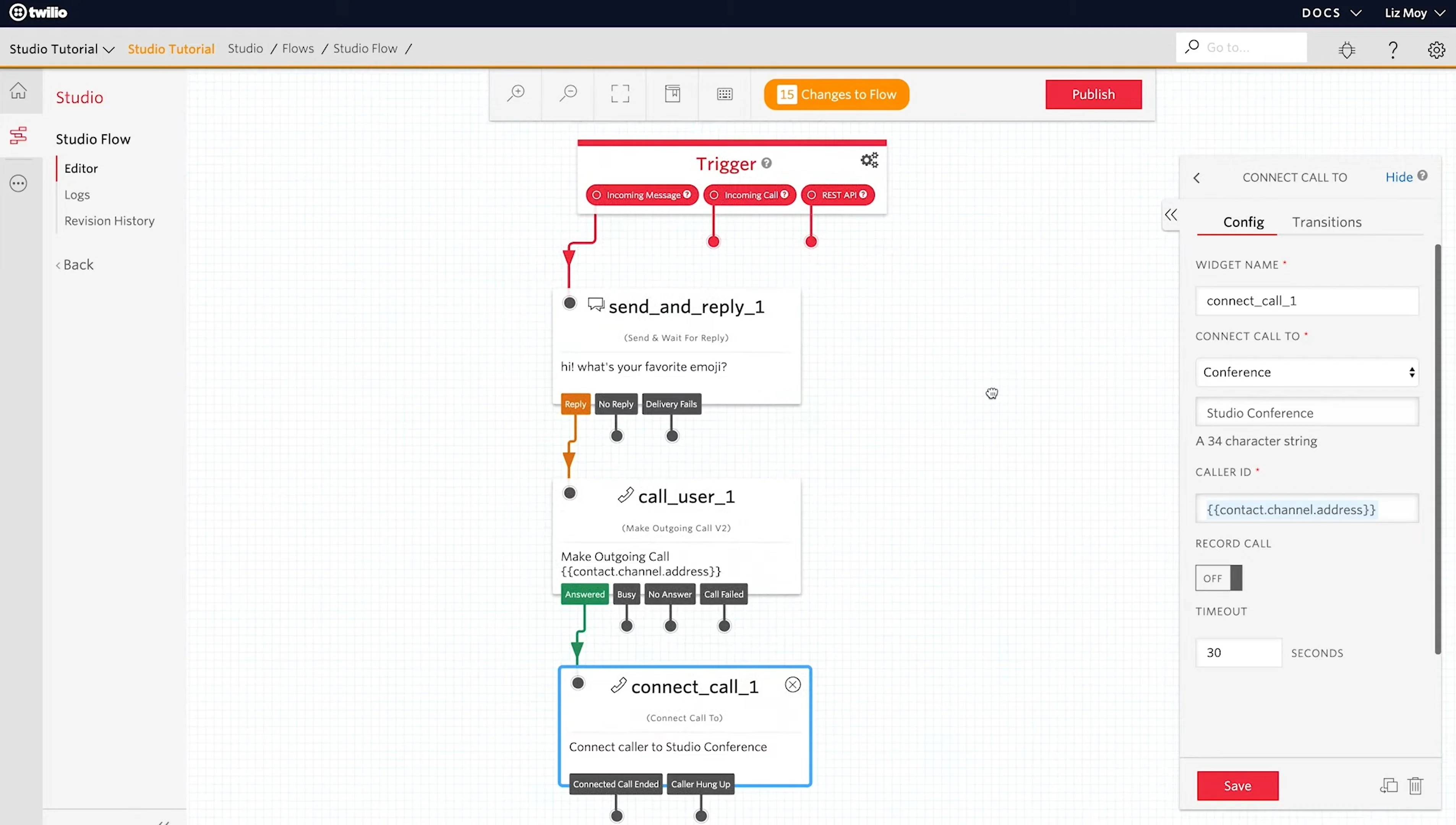 Fluxo de Estúdio Twilio