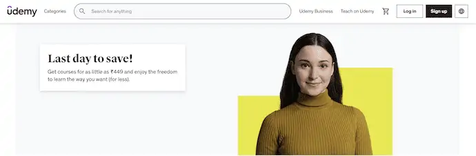 Homepage di Udemy