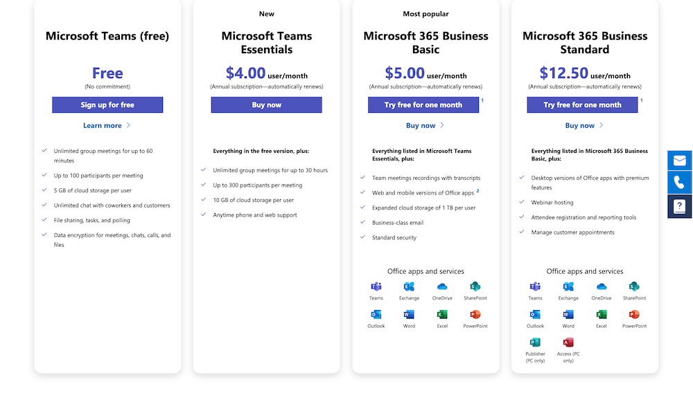 Precios de los equipos de Microsoft