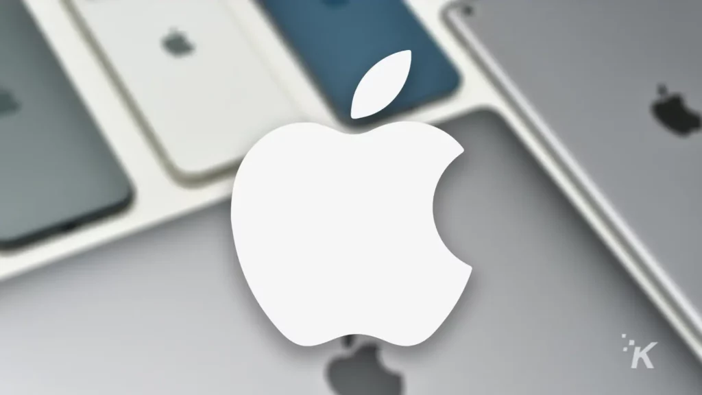 fundo desfocado branco do logotipo da maçã