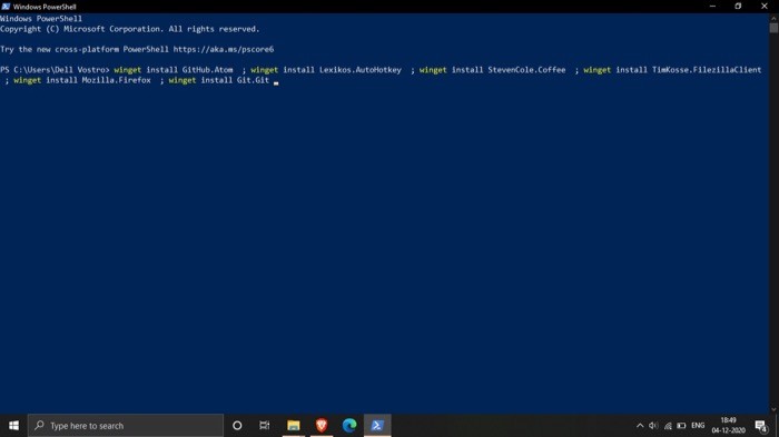 Winget Winstall (pasting script code on Command Prompt or PowerShell)