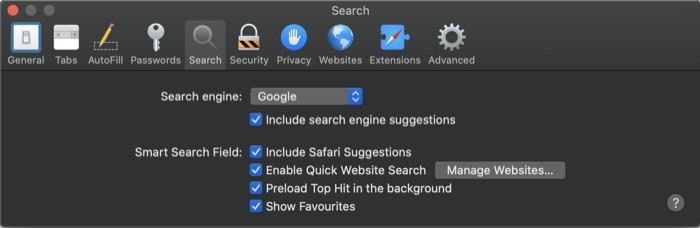 Change default search engine