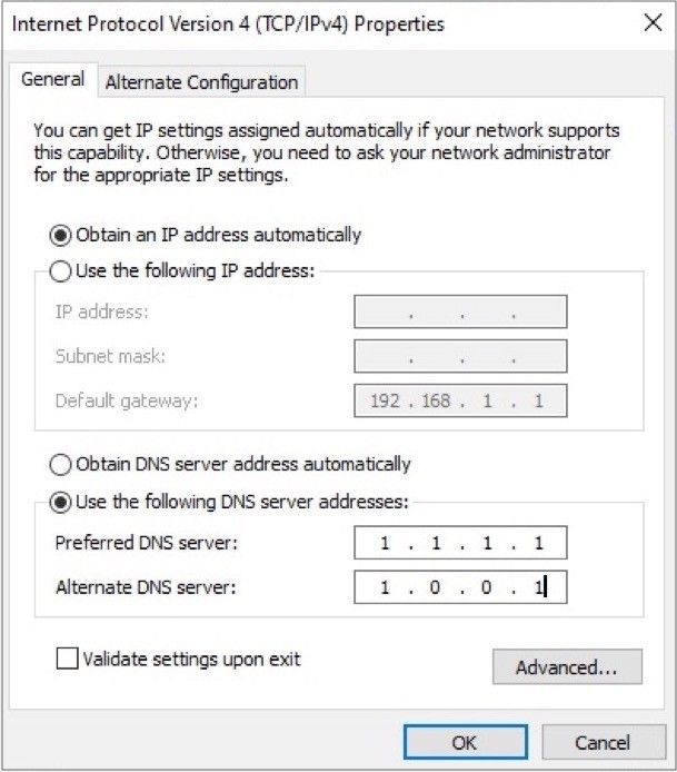 Change DNS server Windows