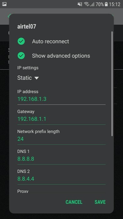 Change DNS server Android