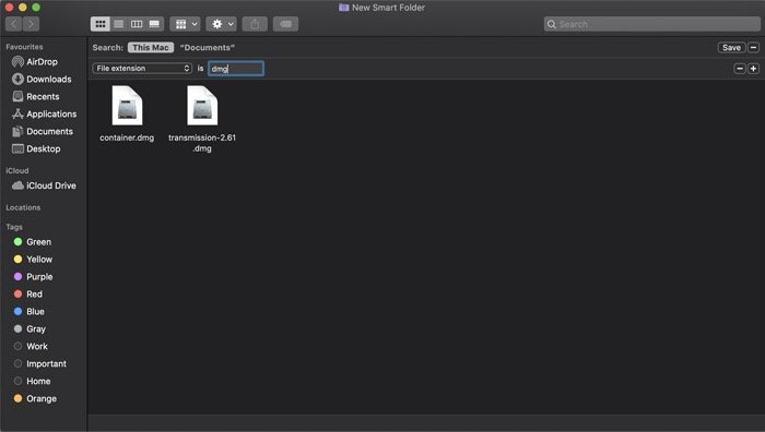 Smart Folder to view downloaded DMGs