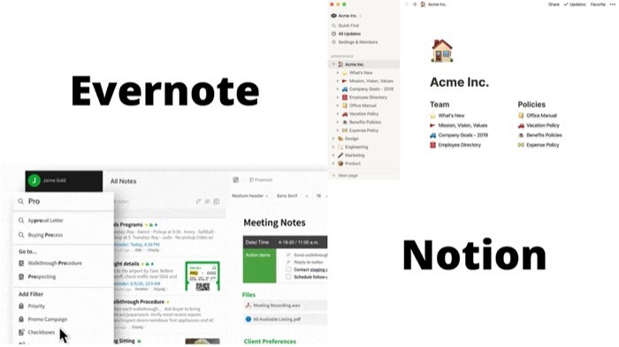 Features (Evernote vs Notion)