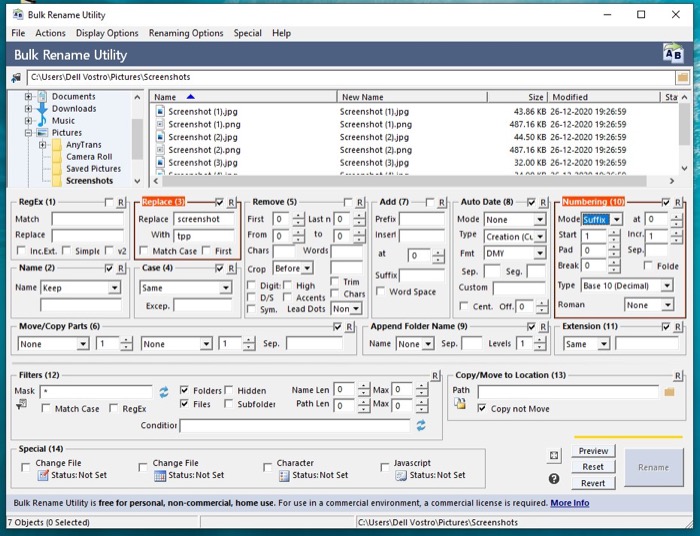 Batch rename files (Bulk Rename Utility)