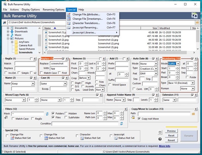 Batch rename files (Bulk Rename Utility)