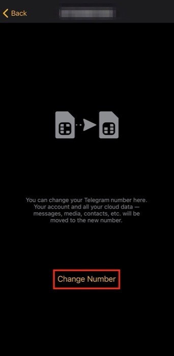 Change phone number on Telegram