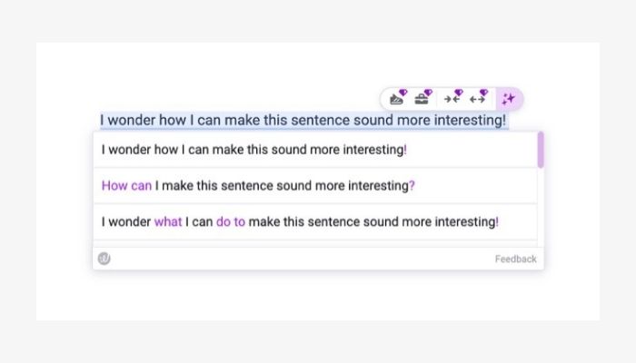 Wordtune sentence suggestions