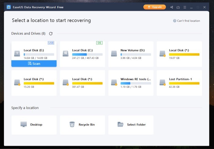 Using EaseUS Data Recovery Wizard