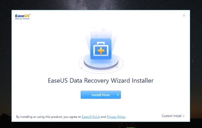 Installing EaseUS Data Recovery Wizard