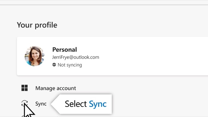 Sync Microsoft Edge data between computer and phone