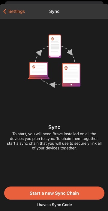 Sync Brave Browser data between computer and phone