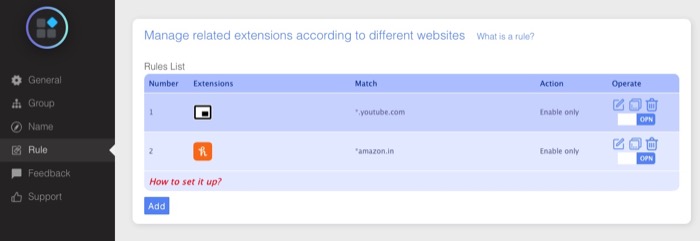 creating rules in Extension Manager