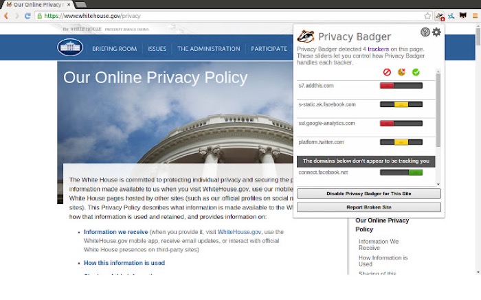 Privacy Badger extension