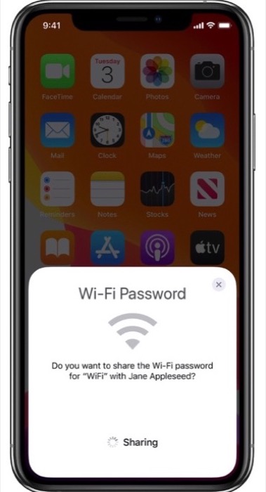 sharing Wi-Fi password from iPhone