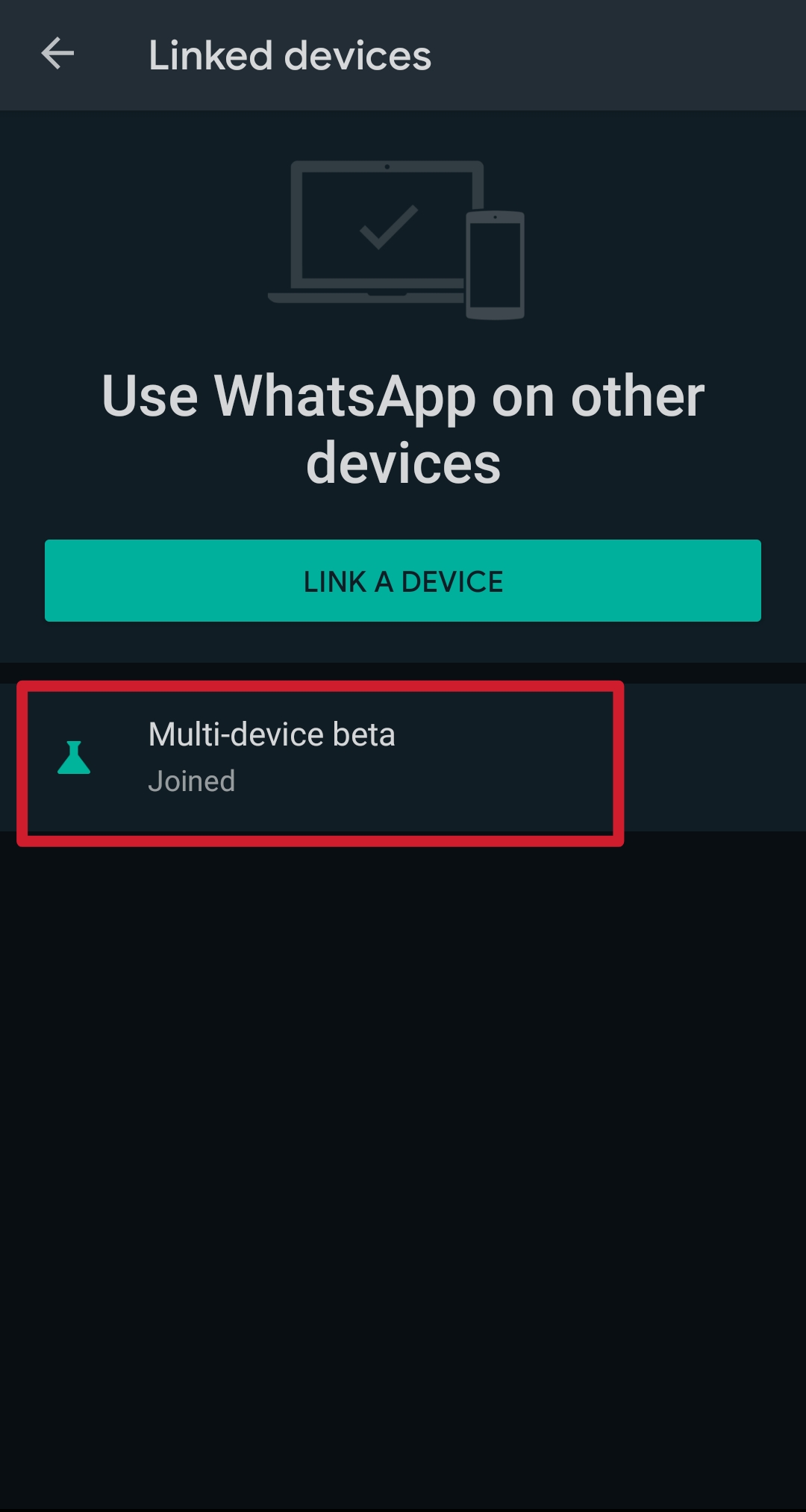 joining multi-device beta in whatsapp for android