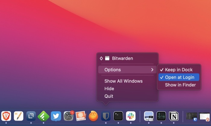 manage Mac startup programs from Dock