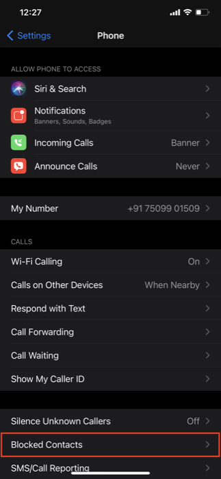 managing blocked phone numbers on iPhone