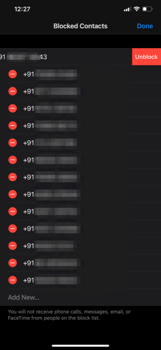 managing blocked phone numbers on iPhone