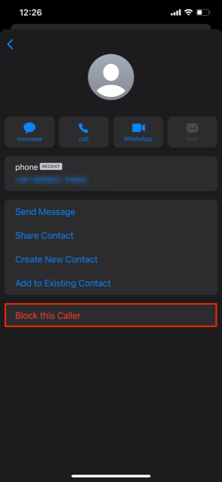 blocking a phone number on iPhone