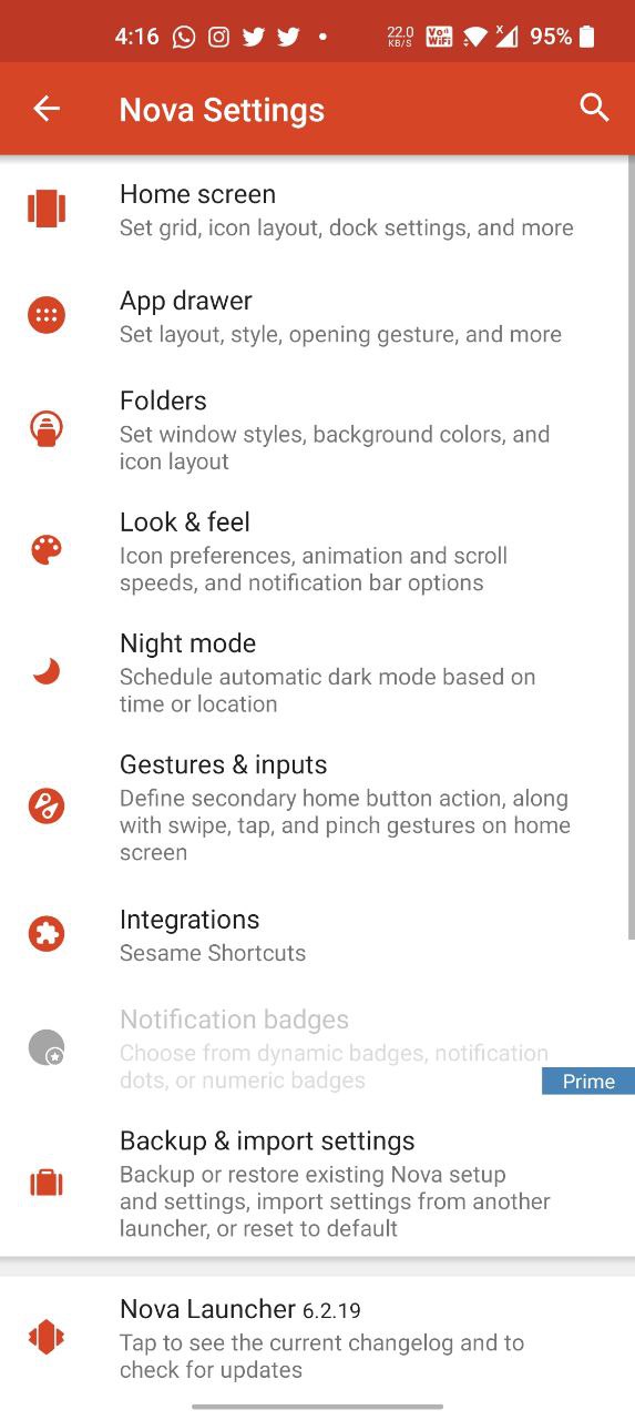 nova launcher settings