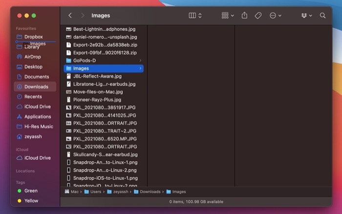 moving files on Mac using Favorites