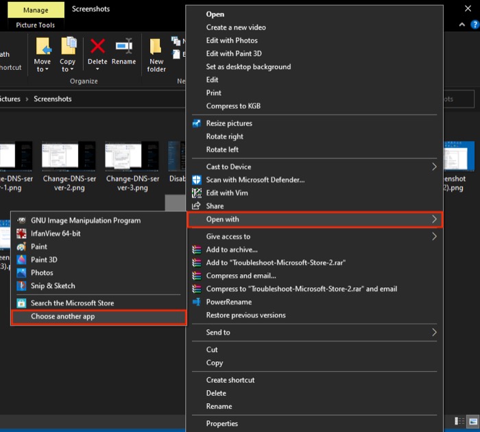 changing file associations using open with