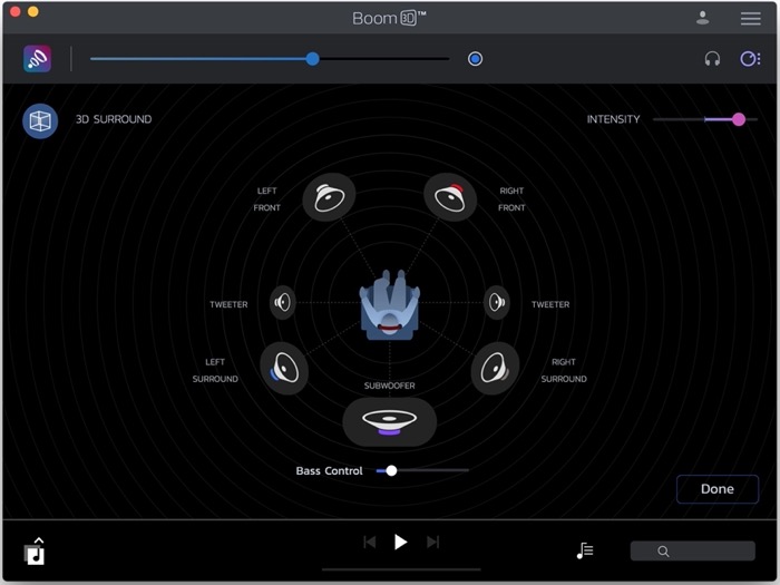 Boom 3D surround sound configuration