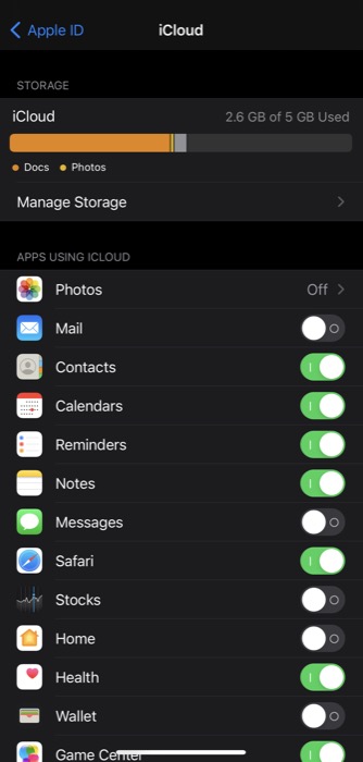 backup data using iCloud