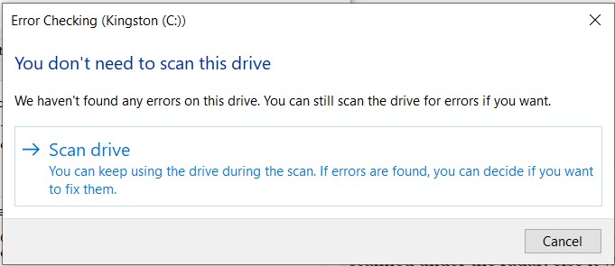 you dont need to scan this drive chkdsk