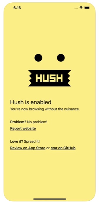 Hush Safari extension